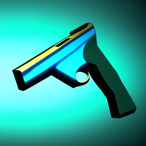 Image similar to cyberpunk revolver pistol, cyan and teal, photorealistic, 8 k,