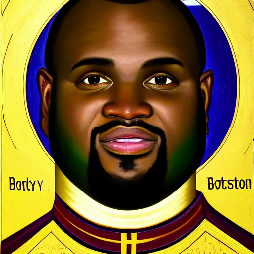 Image similar to portrait of the holy father, boston celtics glen davis, religious, oil on canvas by william sidney mount, trending on artstation,