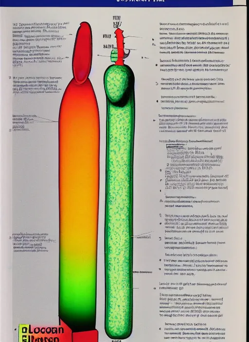 Prompt: page of a biology textbook showing the anatomy of a lava lamp.