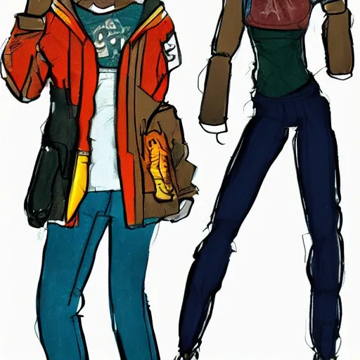 Prompt: 9 0 s character concept art, cool clothes