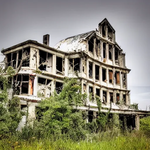 Image similar to abandoned architectural masterpiece