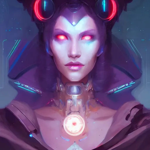 Image similar to a portrait of a beautiful cybernetic wiccan, cyberpunk concept art by pete mohrbacher and wlop and artgerm and josan gonzales, digital art, highly detailed, intricate, sci-fi, sharp focus, Trending on Artstation HQ, deviantart, unreal engine 5, 4K UHD image