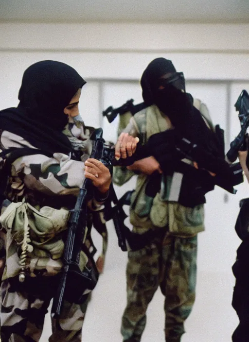 Image similar to ISIS Diversity Equity and Inclusion Training for Combat Militants, 35mm film still