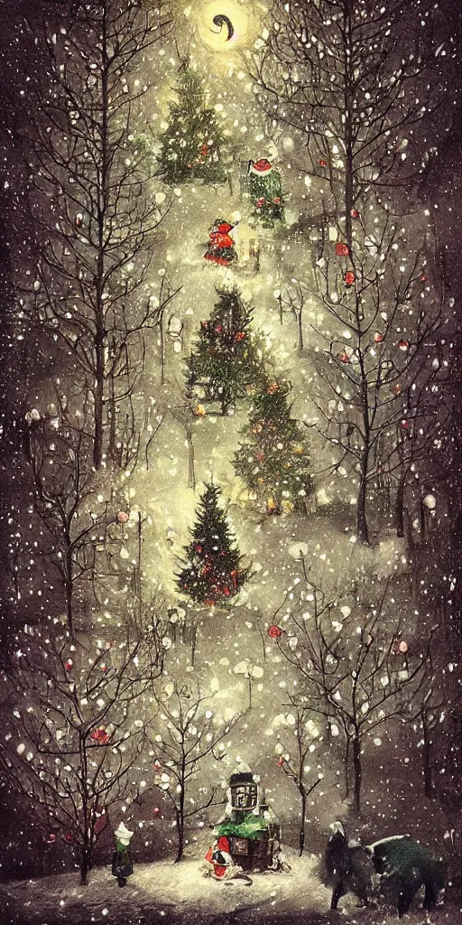 Prompt: a christmas tree scene by alexander jansson