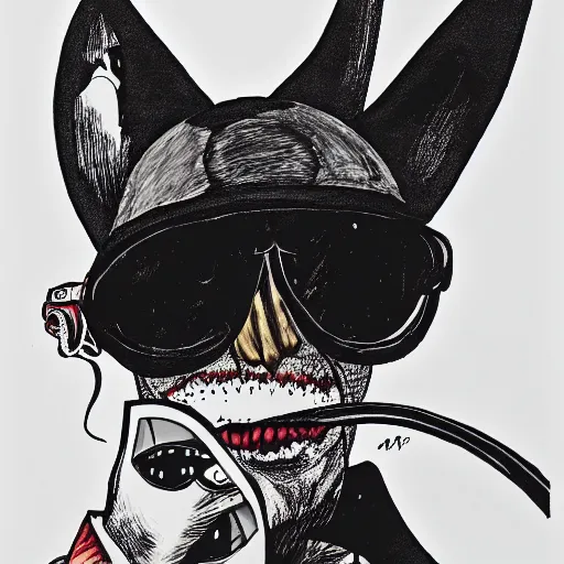 Prompt: Hunter S. Thompson as a bat fursona, by Ralph Steadman, 8k