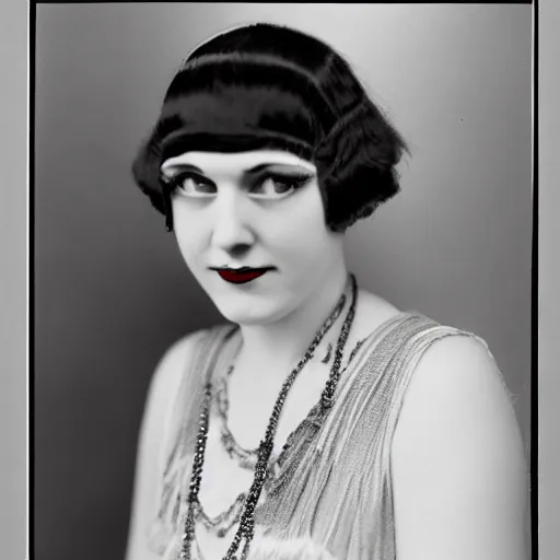 Prompt: a portrait photo of a 1 9 2 0 s woman in a flapper dress, highly detailed, dark, atmospheric, lovecraft