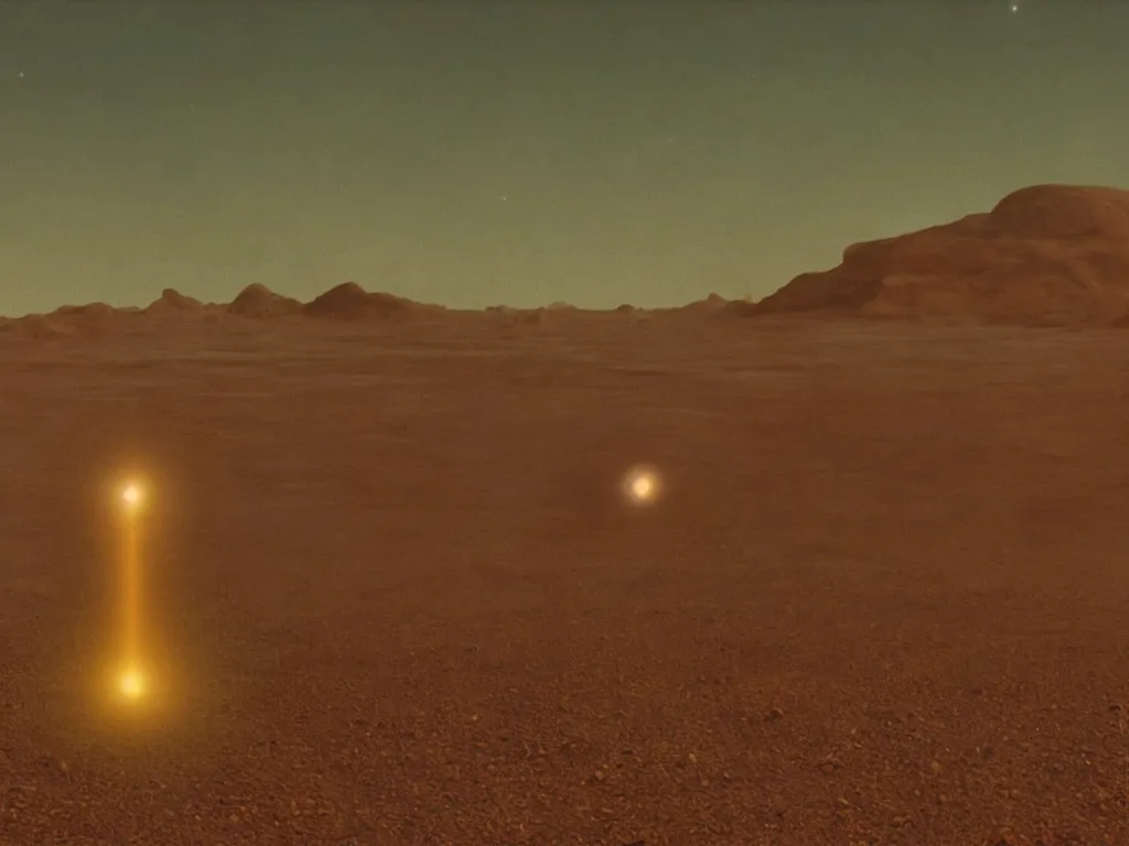 Prompt: glowing bene gesserit in full - face golden glowing mask in a black rocky desert landscape with alienabandoned city beneath the sand and giant alien spaceship in the sky and solar eclipse by christopher doyle and alejandro jodorowsky, anamorphic lens, kodakchrome, cinematic composition, very detailed photo, 8 k,