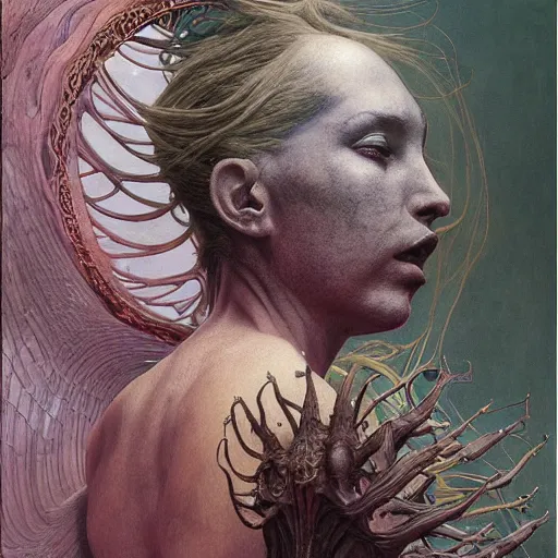 Prompt: queen of neptune by zdzisław beksinski, iris van herpen, raymond swanland, craig mullins and alphonse mucha. highly detailed, hyper - real, beautiful