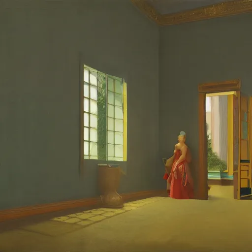 Image similar to golden dragon in a room, daguerreotype by edward hopper, by henri rousseau, by Bosch, by Pontormo, art noveau, highly detailed, strong lights, liminal, eerie, Bright pastel colors, octane render, 8k
