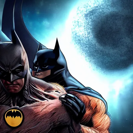 Prompt: batman meets groot in space digital art 4 k detailed super realistic