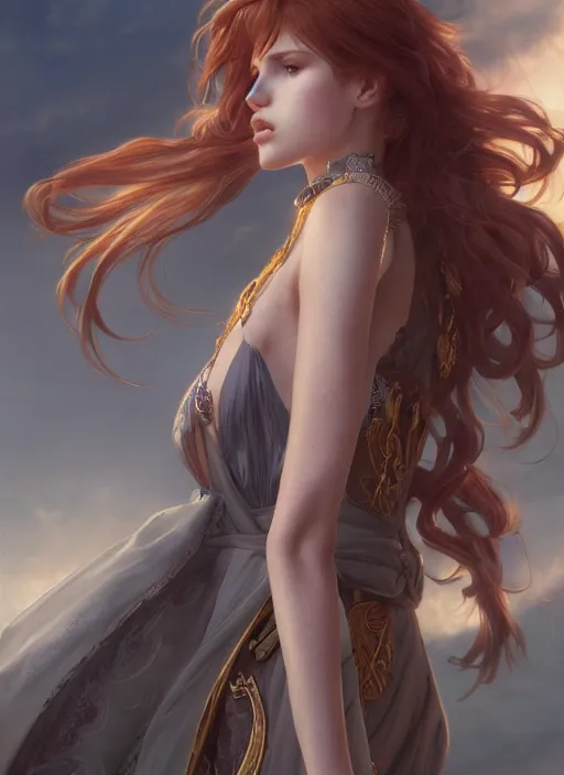 Image similar to ultra realistic illustration, bella thorne in heavens blade anime, intricate, elegant, highly detailed, digital painting, artstation, concept art, smooth, sharp focus, illustration, art by artgerm and greg rutkowski and alphonse mucha and wlop