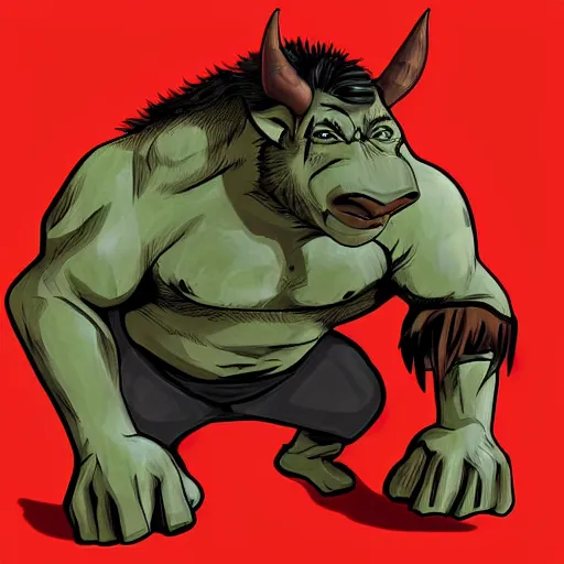 Prompt: An orc with a boar in a suplex, detailed digital art