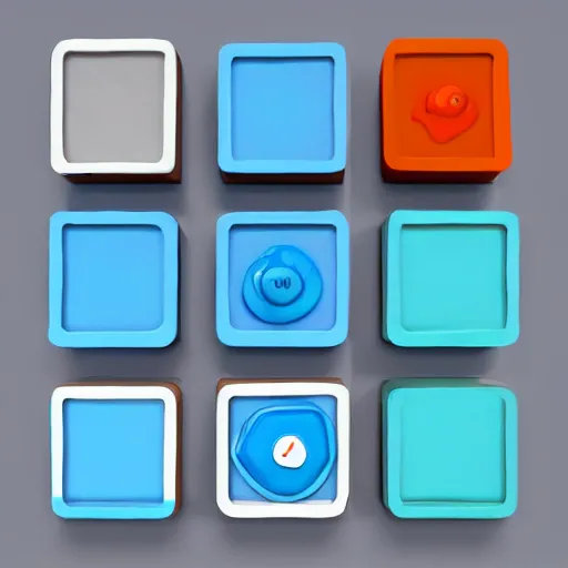 Image similar to cubby crate 3 d icons for mobile game, stylized, blue scheme, octane render