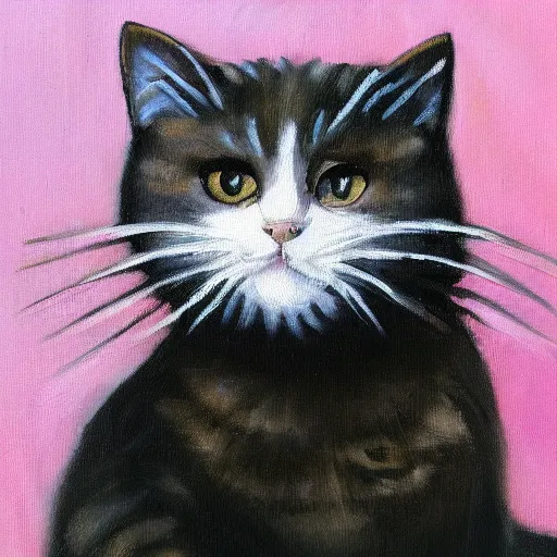 Prompt: cat oil painting