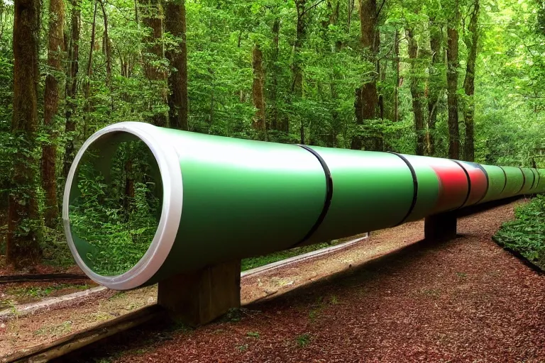 Prompt: long shiny fantasy tube in a forest