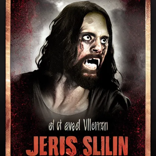 Image similar to Jesus as a horror movie slasher villain, award winning horror cinematic movie poster