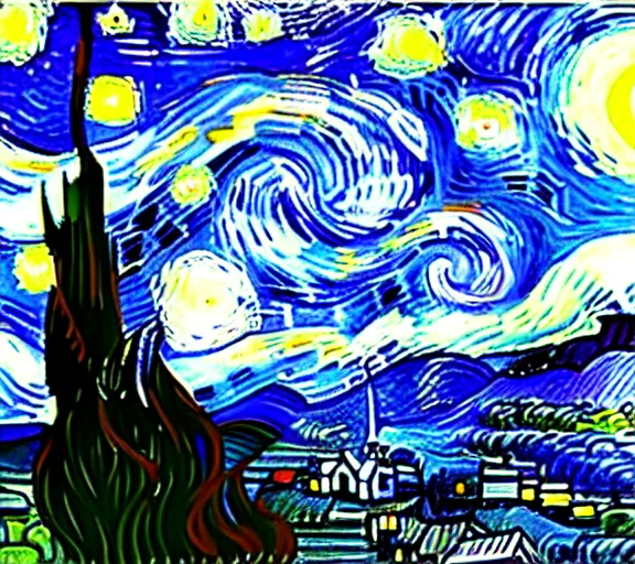Prompt: a modernized version of starry night, accurate, 4 k, realistic