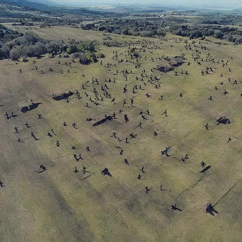 Image similar to “Drone footage of a medieval battle field”