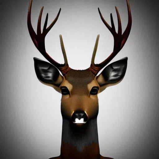 Image similar to a calming image of a deer. deer portrait. low poly. symmetric. stunning. trending on artstation