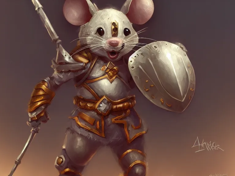 Image similar to warrior mouse with armor and floating crystal, RPG Portrait, trending on Artstation, Pose Study, ultra detailed, award winning