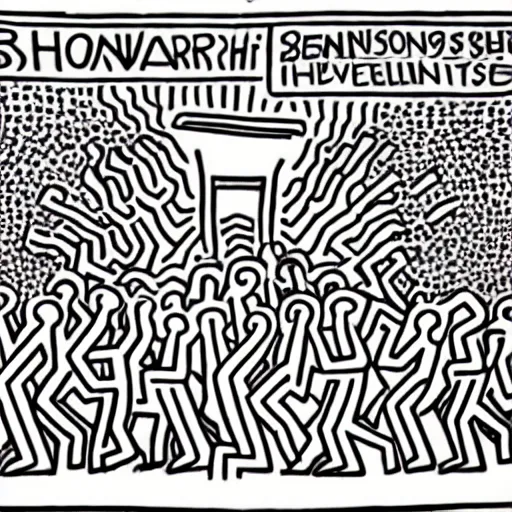 Image similar to bernie sanders speaking to a large audience, keith haring, detailed