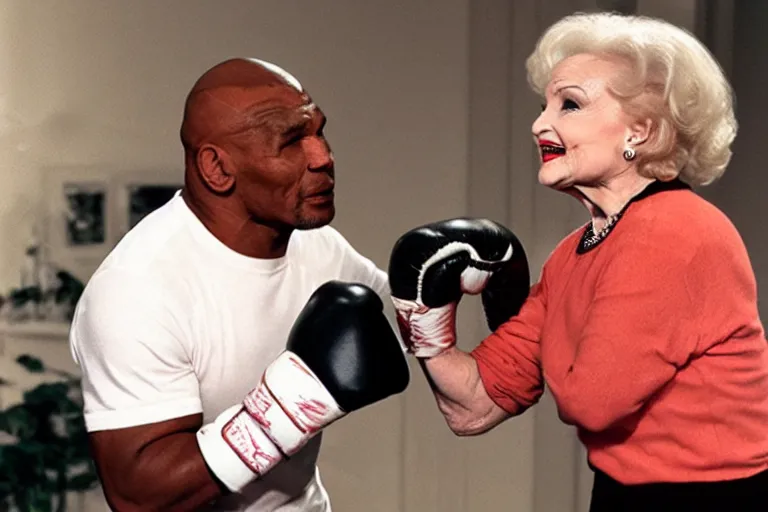 Image similar to betty white boxing mike tyson