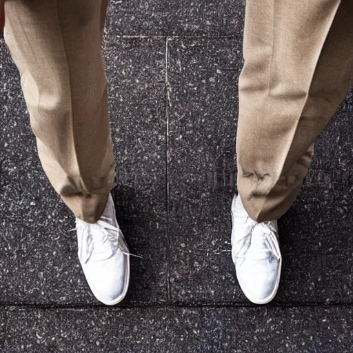 Image similar to man looking at his pants with confused look