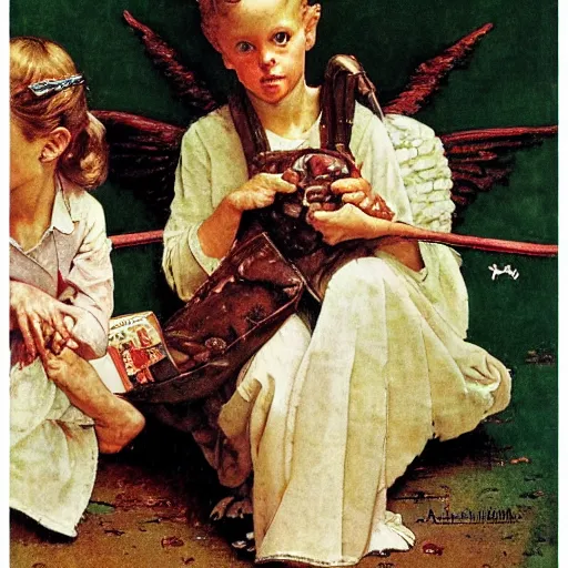 Prompt: angel by norman rockwell