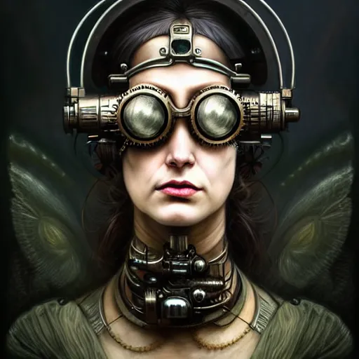 Prompt: closeup portrait shot of a glitched woman wearing steampunk goggles in a scenic dystopian environment, intricate, elegant, highly detailed, centered, digital painting, artstation, concept art, smooth, sharp focus, illustration, artgerm, tomasz alen kopera, peter mohrbacher, donato giancola, joseph christian leyendecker, wlop, boris vallejo