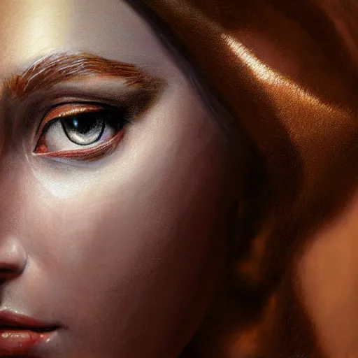 Image similar to hyperrealistic mixed media painting of beautiful goddess Athena, stunning 3d render inspired art by P. Craig Russell and Barry Windsor-Smith, perfect facial symmetry, dim volumetric lighting, 8k octane beautifully detailed render, post-processing, portrait, extremely hyper-detailed, intricate, epic composition, brown brown brown brown brown brown eyes, realistic realistic realistic eyes, cinematic lighting, masterpiece, trending on artstation, detailed detailed detailed, masterpiece, stunning