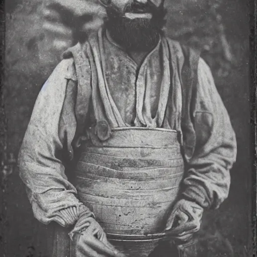 Prompt: Rustic farmer, Italian farmer, medieval farmer, tintype photograph, 1200 AD, medieval photograph