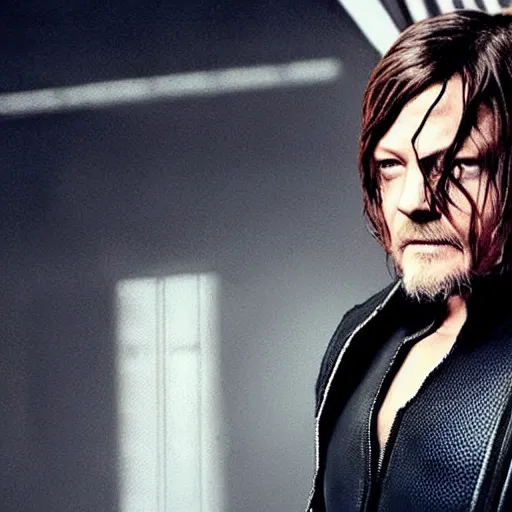 Image similar to Norman Reedus!!! as Black Widow from The Avengers, cinematic photo