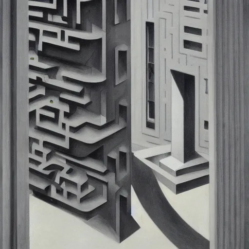 Image similar to surreal concrete maze by edward hopper