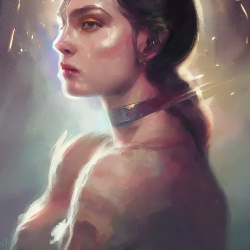 Image similar to a beautiful portrait of a space queen by greg rutkowski and annie louisa swynnerton trending on artstation