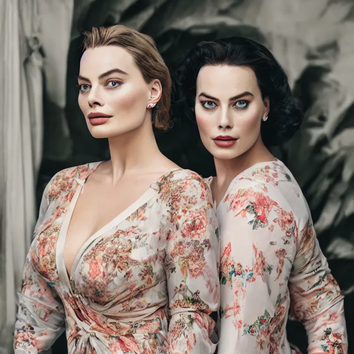 Image similar to portrait of margot robbie combined with angela white wearing kebaya, by charlotte grimm, natural light, detailed face, canon eos c 3 0 0, ƒ 1. 8, 3 5 mm, 8 k, medium - format print