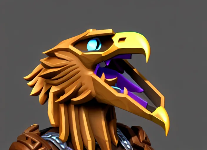 Image similar to eagle head, stylized stl, 3 d render, activision blizzard style, hearthstone style