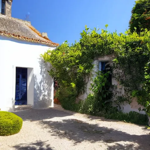 Image similar to ile de re house with a garden, two stores, white walls, orange roof