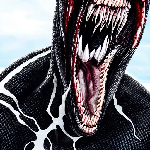 Prompt: Drake as Eddie Brock from Venom (2018), 4k, insanely detailed, teeth with small drops of red water