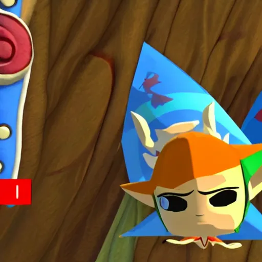 Prompt: wind waker hd trailer footage e 3 2 0 1 3 screenshot, plush toy