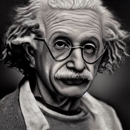 Prompt: blind einstein portrait