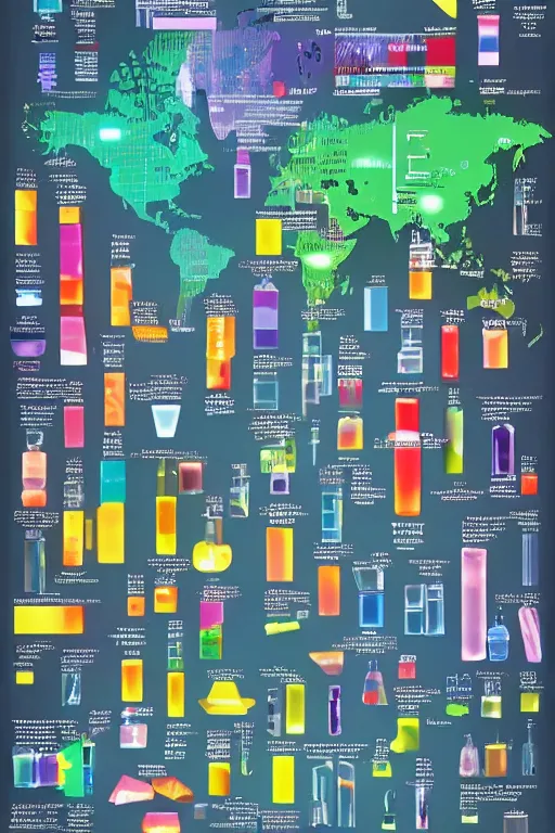 Image similar to a collection of prisms of all the chemical elements in the world, infographic