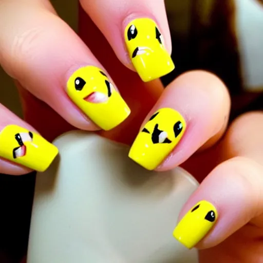 Prompt: pikachu, nail art