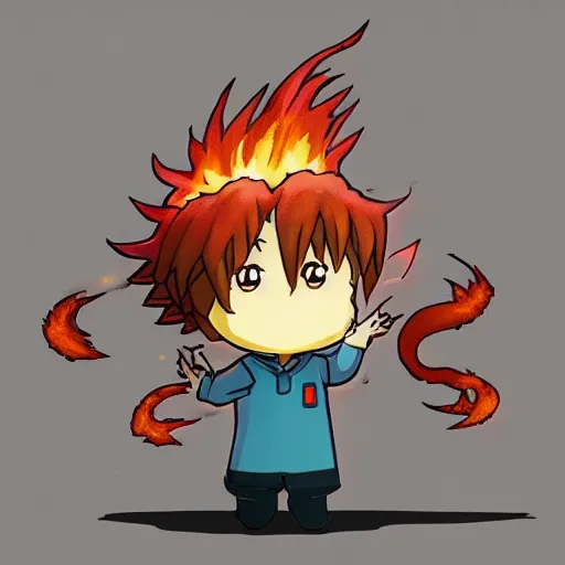 Prompt: “cute chibi Calcifer, from Howl’s Moving Castle, hyper detailed, trending on ArtStation, 8k”