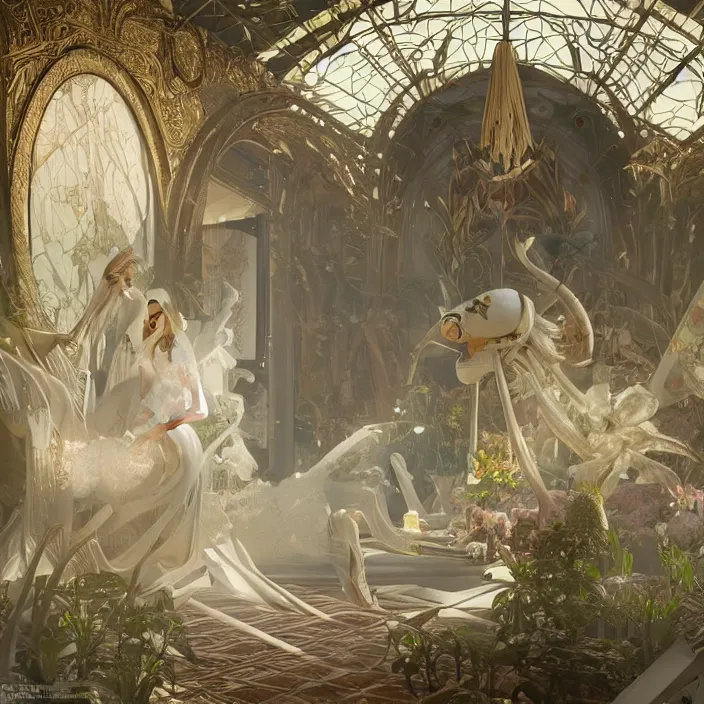 Image similar to minimal modernist bauhaus jeff koons style neverending story oracles palace, ultra realistic, concept art, intricate details, serious, highly detailed, photorealistic, octane render, 8 k, unreal engine, art by todd mcfarlane and artgerm and greg rutkowski and alphonse mucha