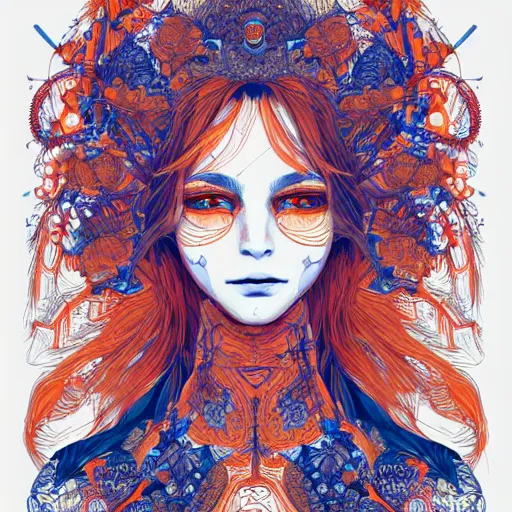 Image similar to the head of an incredibly gorgeous woman partially made of carrots and blueberries looking up, an ultrafine detailed illustration by james jean, final fantasy, intricate linework, bright colors, behance contest winner, vanitas, angular, altermodern, unreal engine 5 highly rendered, global illumination, radiant light, detailed and intricate environment