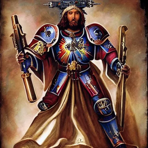 Image similar to Jesus Christ is the emperor, Warhammer 40k