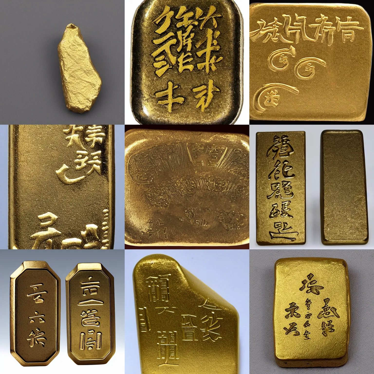 Prompt: chinese golden sycee ingot.