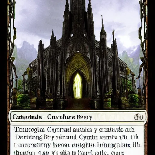 Image similar to dark fantasy cathedral in jungle