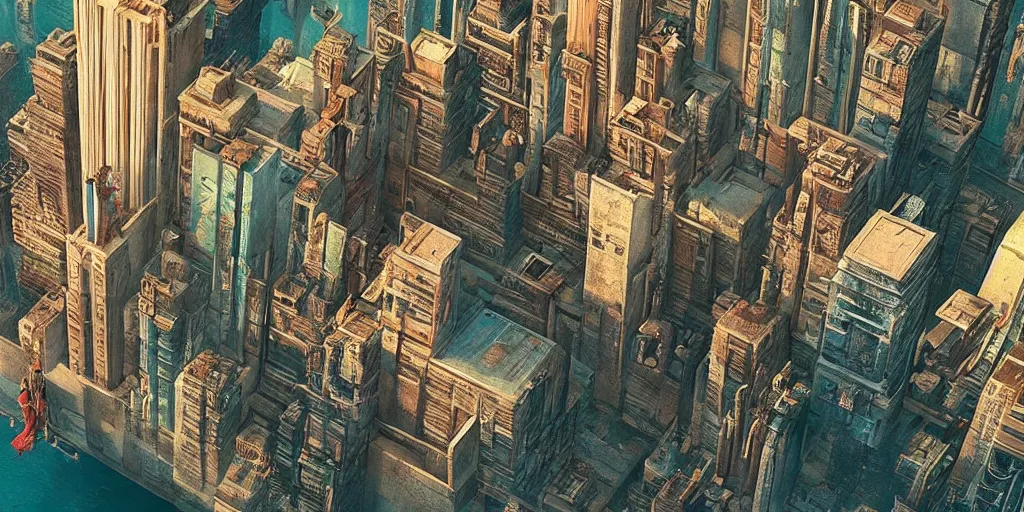 Prompt: a very high resolution image from a new movie, upside - down old temple and cyberpunk city, beautiful scenery, photorealistic, photography, directed by wes anderson