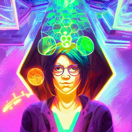 Image similar to skill magic geek inside matrix deepdream radiating a glowing aura stuff loot legends stylized digital illustration video game icon artstation lois van baarle, ilya kuvshinov, rossdraws,